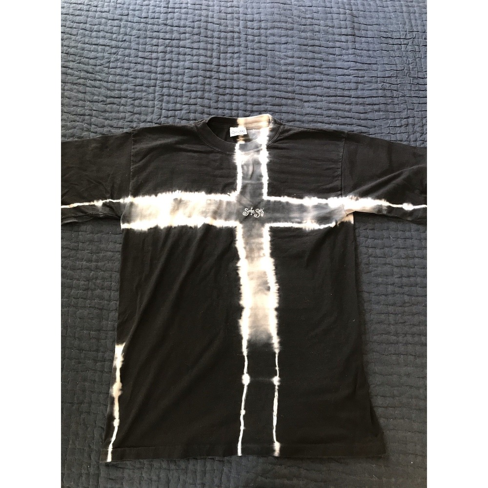 Vtg 90s Adult Safe Sex Single Stitch Black White T Shirt Sz L Men's Unisex USA